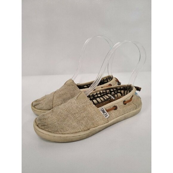 TOMS Girls Brown Slip On Adjustable Shoes Size 1 - Picture 1 of 8